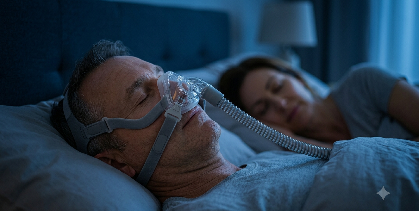 homem dormindo com máscara cpap