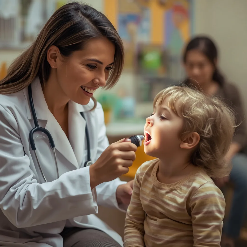 pediatra examinando criança com ronco