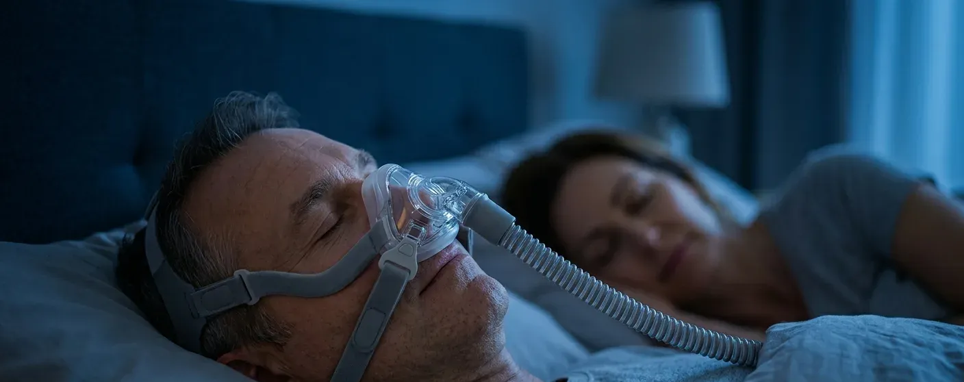 homem dormindo com máscara cpap