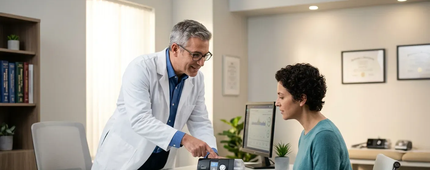 médico explicando cpap para paciente